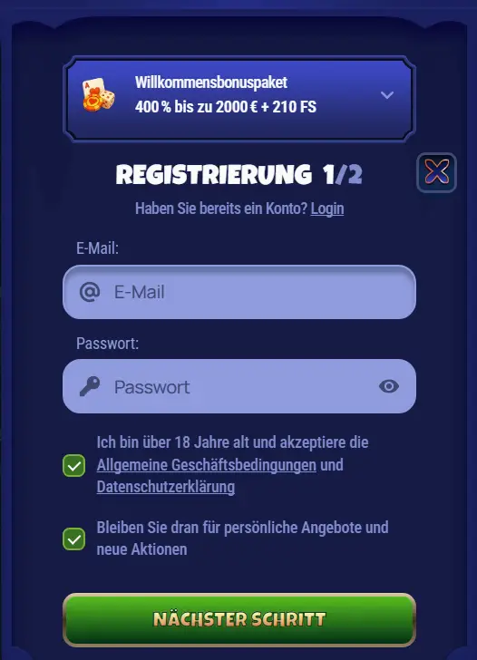 Golobet Casino Anmeldeformular